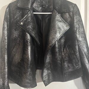 G by Giuliana Silver and Black Leather Jacket
